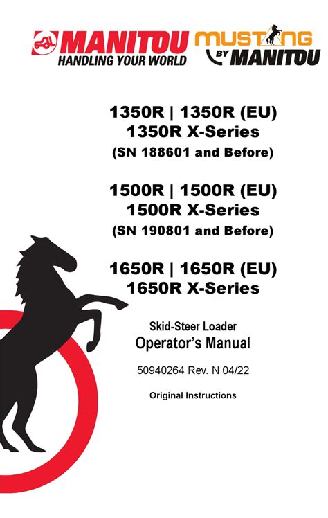 Manitou MUSTANG 1350R X Series Operator's Manual